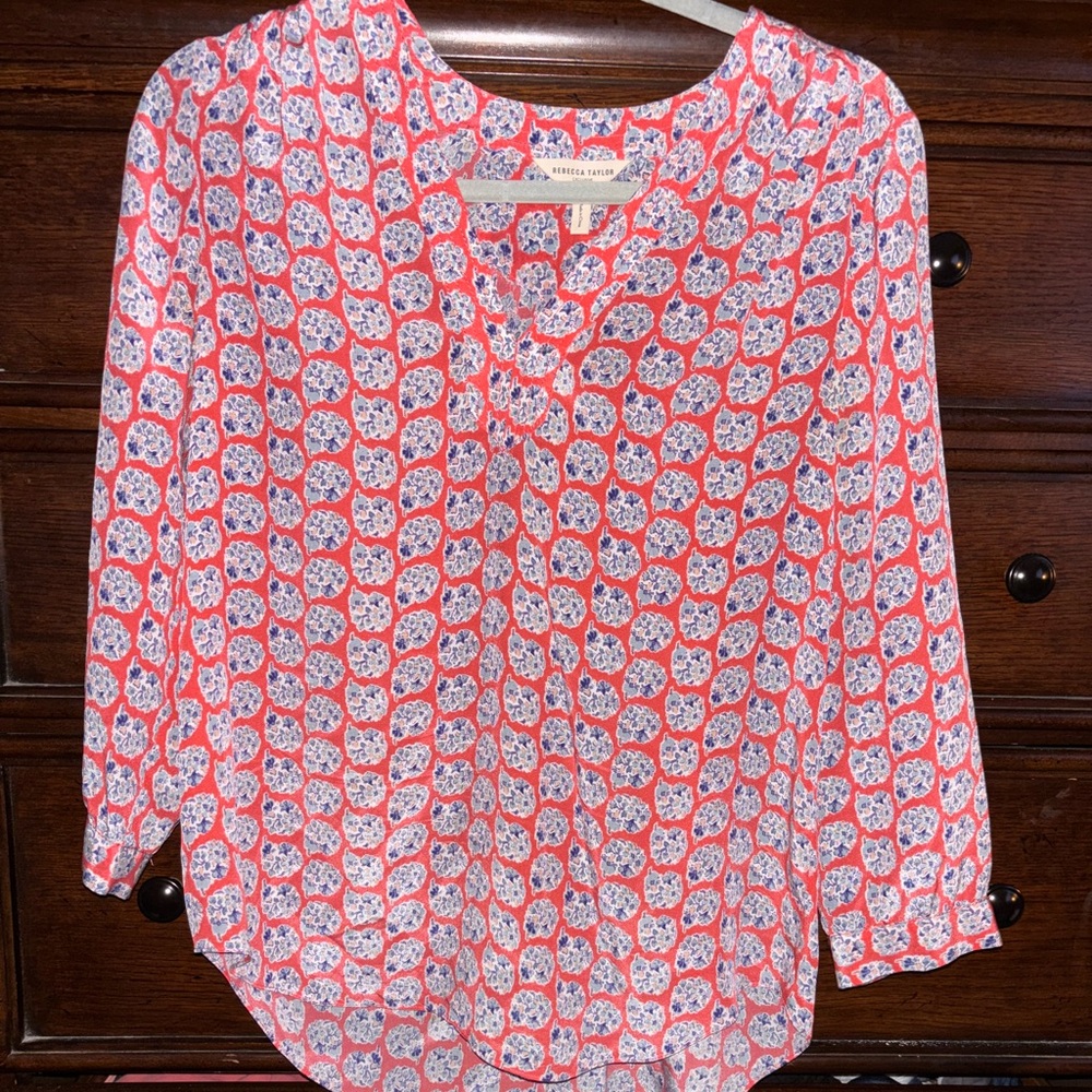 Rebecca Taylor exclusive size 2 red blouse with abstract design